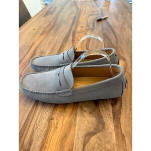 Go Tour Mens Grey Suede Penny Loafers Driving Mocs Slip On Shoes 2288-44 Size 10